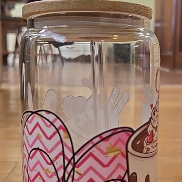 Dimple - Handmade PeaceGlass Cup 16oz. With Lid, Glass Straw, and straw cleaner. - Picture 4 of 10